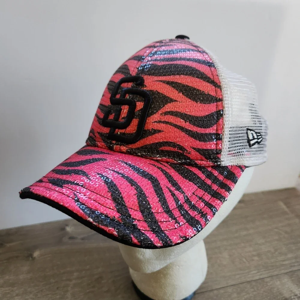 San Diego Padres New Era 9Forty Youth Snapback Baseball Hat Cap Pink Tiger